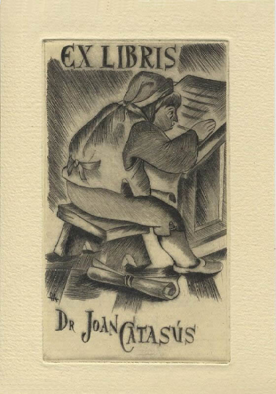 Exlibris creado por Francisco Alpresa del Río para Joan Catasús