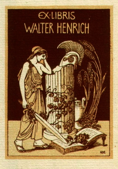 Exlibris creado por Mathilde Ade para Walter Henrich