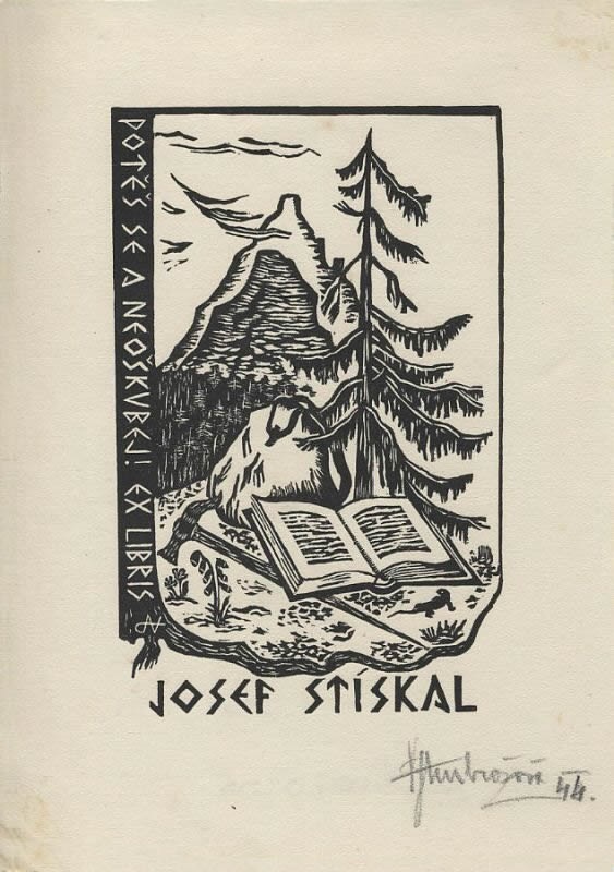 Exlibris creado por Vlasta Jarmila Ambrožová para Josef Stiskal
