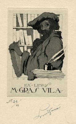 Exlibris by Luis García Falgás for Miguel Gras Vila