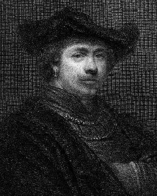 Portrait of Rembrandt, master of etching